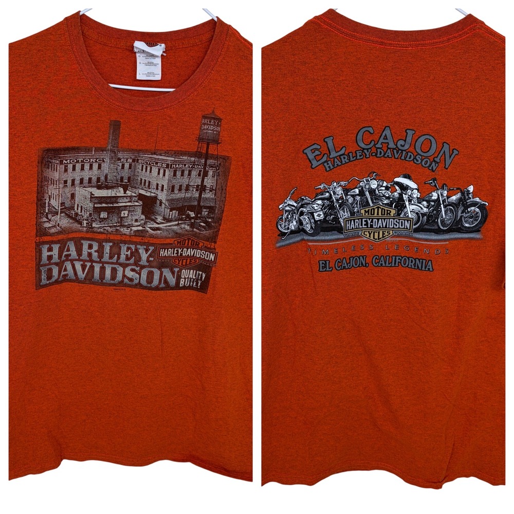 Orange Harley Davidson Motorcycles T Shirt Large‎ El Cajon California Biker